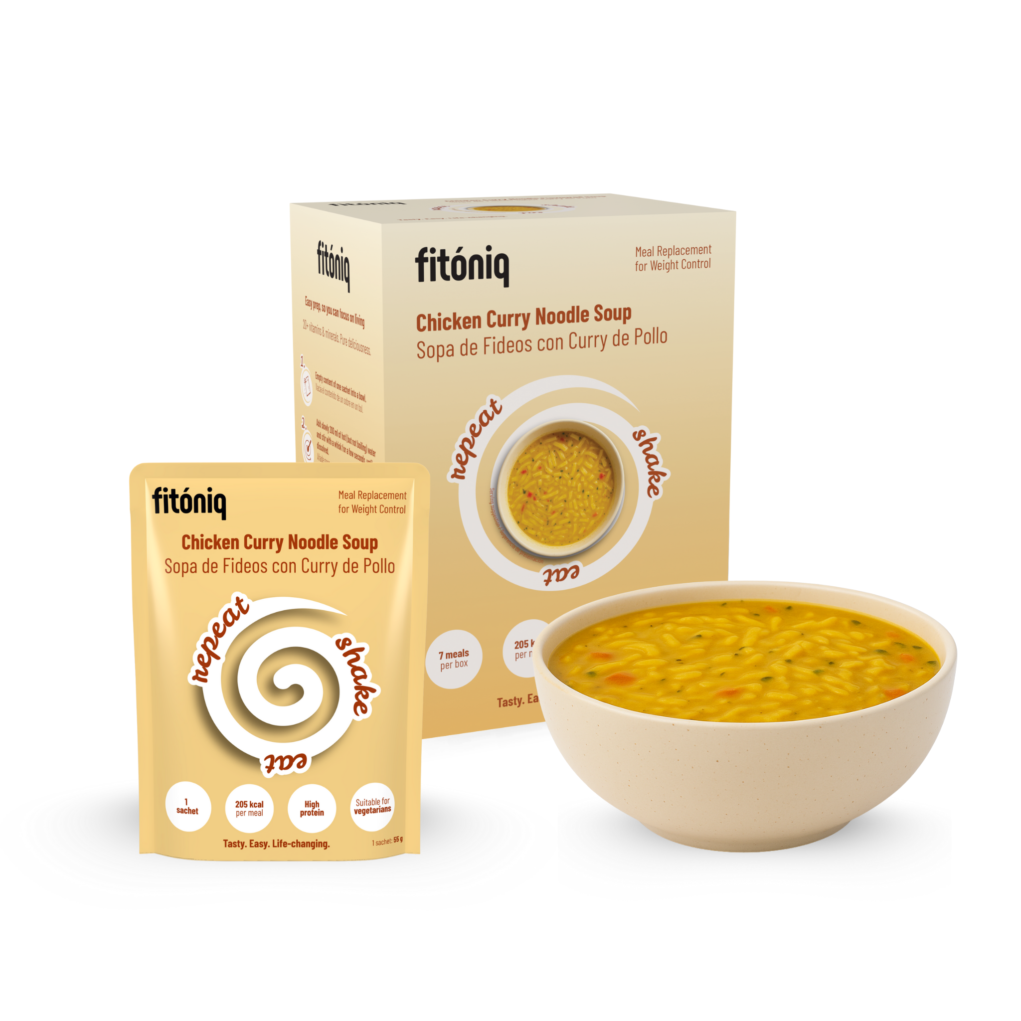 Sopa de Fideos con Sabor Curry de Pollo Fitóniq